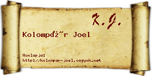 Kolompár Joel névjegykártya